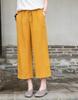Johnature Vintage Damen Hose Lässig Gerade Neun-Punkt-Hose Sommer Elastischer Bund Schnürung Weites Bein