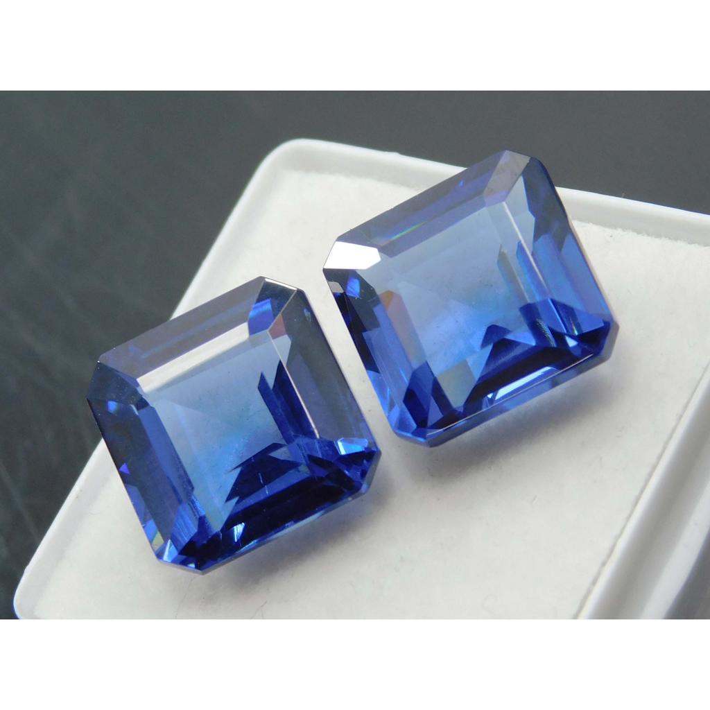 Natural Sapphire CERTIFIED Loose Gemstone Square Shape 20.20 Carat Blue Pair