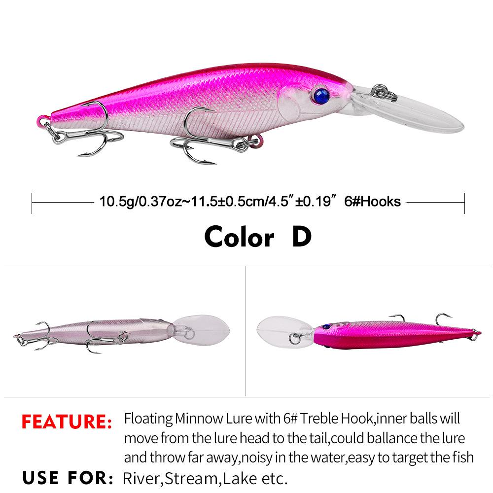 Floating Minnow Lua Lure11.5cm10.5g10Colorful bionic imitation bait, long-range hard bait, suitable for both freshwater and salt
