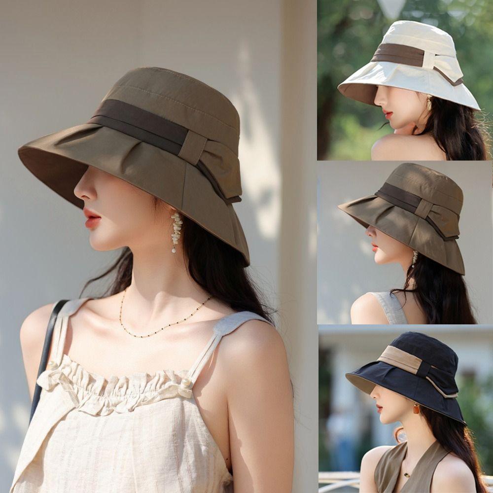 Casual Solid Color Ladies Sun Hat Sun Protection Thin Style Bucket Hat Basin Cap Hiking Adventure