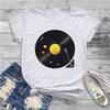Solar System Vinyl Record Female Shirts Pluto Funny Space Science Loose Vintage Women Tshirts Harajuku Casual Feminine Blusas