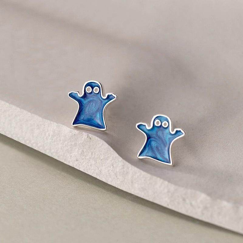 Korean Cartoon Style Cute Ghost Stud Earrings: Sweet and Versatile Forest-Inspired Design for Women