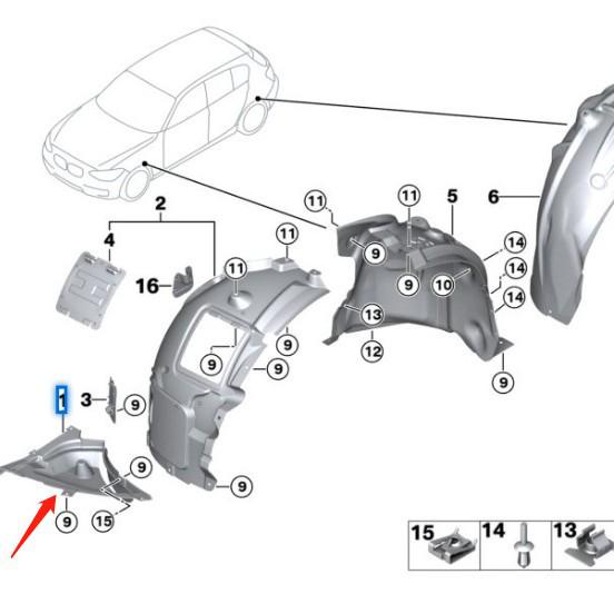 Front Bumper Triangle Panel for BMW 1 Series F21/F22 - Part Numbers 51717241847/51717241848