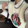 2023 Autumn New Versatile Cartoon Pattern Pullover Sleeveless Sweater Top Women's Knitted Tank Top Vest
