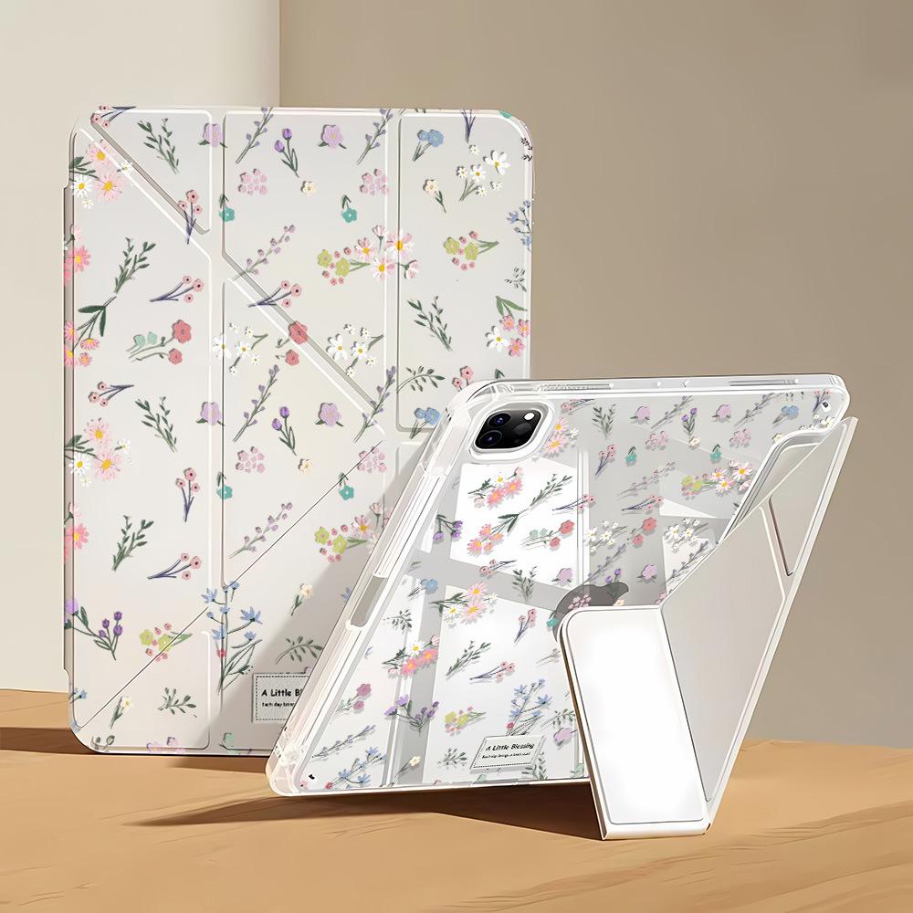 Applicable To iPad Pro 11-inch Color Flower Y Folded Edge Sticker, Tablet Protective Case with Pen Slot, Anti-drop, Simple Delivery.