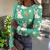 Damen Winter Slim T-Shirt Mode Lässig Druck Rundhals Pullover Langarm Top