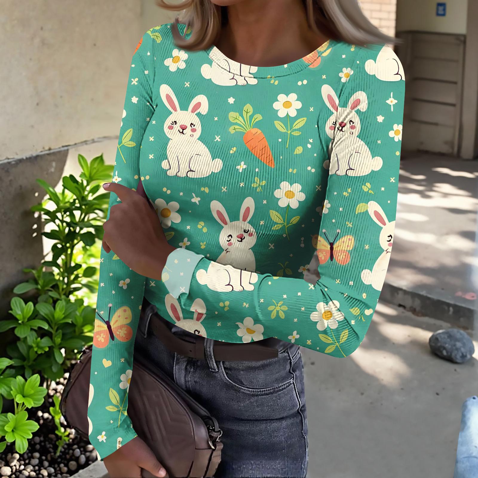 

Женская зимняя облегающая футболка, модная повседневная, с принтом, с круглым вырезом, пуловер, топ с длинным рукавом L зелёный