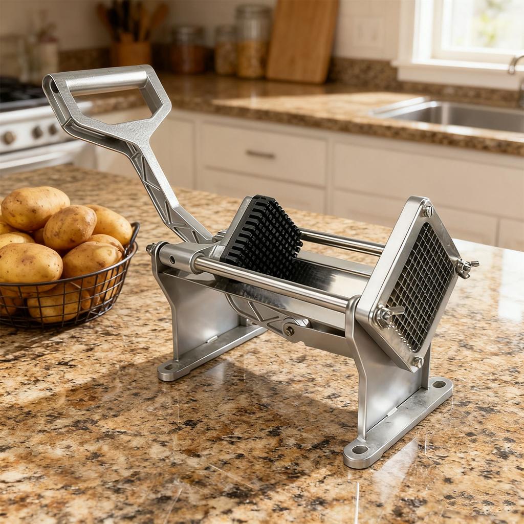 1 Peça Cortador de Batata em Aço Inoxidável Fatiador de Frutas e Legumes Ferramenta Picadora de Batata Frita C/ 4 Lâminas