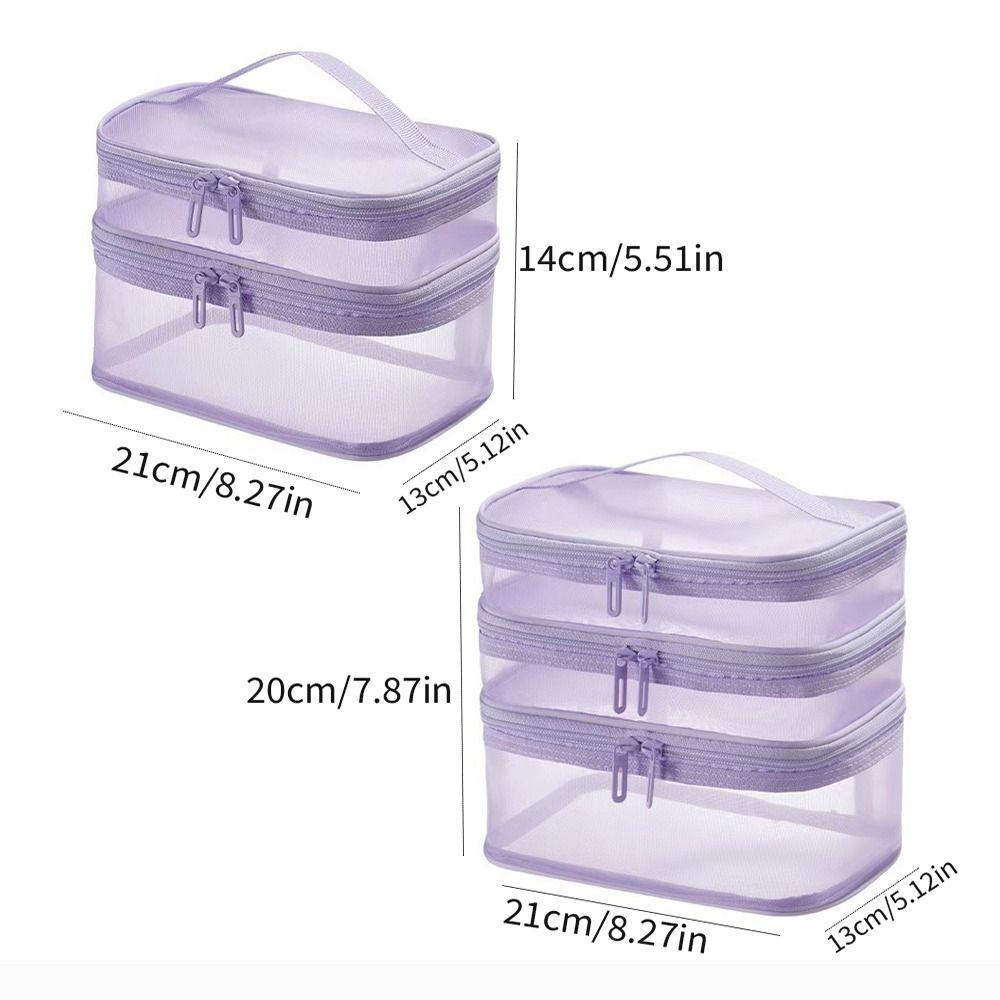 Transparent Mesh Travel Cosmetic Bag Large Capacity Storage Makeup Organizer Bag 2/3 layer Toiletry Bag Cosmetic Storage