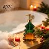 Christmas Table Centerpiece 300ml Tree Soap Dispenser, Glass Hand Dish Dispenser with Pump, Sturdy Xmas Decorative Empty Bottle for Soap, Kitchen,