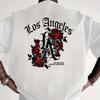 Unisexs Gothic Los Angeles Red Rose Print Tshirts Summer Casual Fashion High Street Tops Crew Neck Short Sleeve Cotton Tees