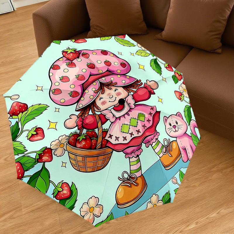 1PC Strawberry Shortcake Cat Umbrella-8-Rib Reinforced, Automatic Open, Lightweight & Durable, Cute Fashion Accessory for Outdoor-T209