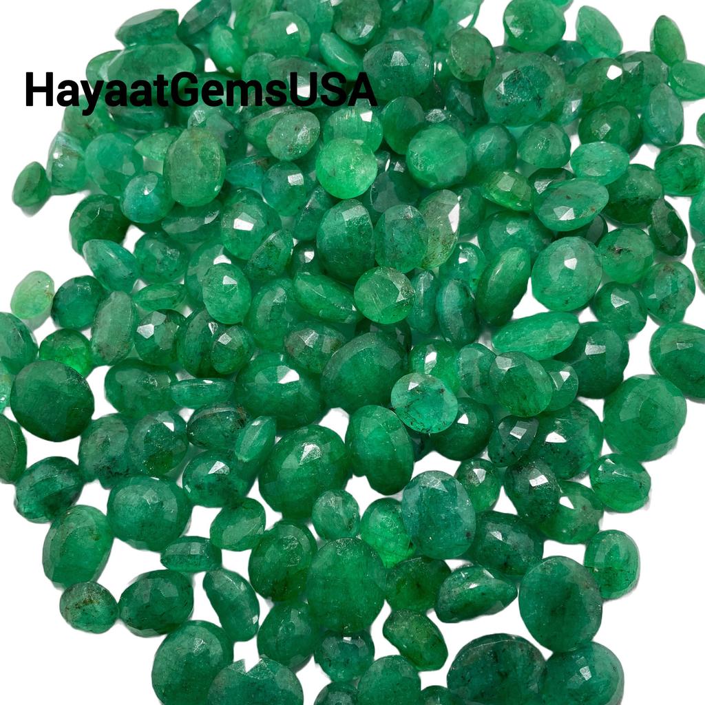 Natural Emerald Zambian Gemstone Cut Faceted Stone, Nice Luster Loose Gemstones