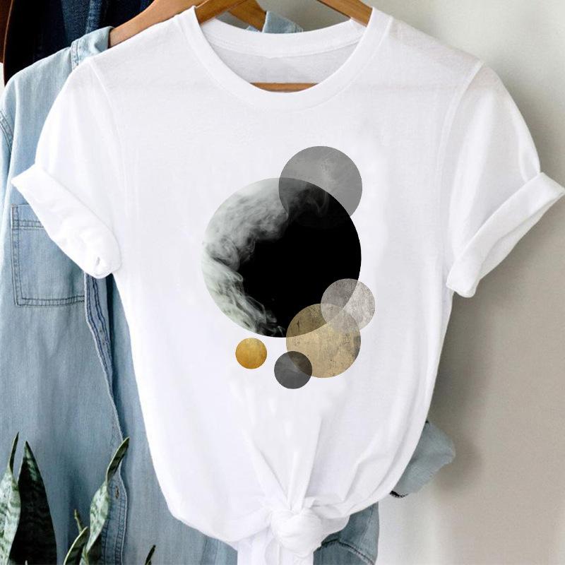 Fashion Casual Landscape Mountain Graphics Womens T-Shirt 90S Summer Blouse Loose White Short Sleeve O-Neck Female Tops Clothing