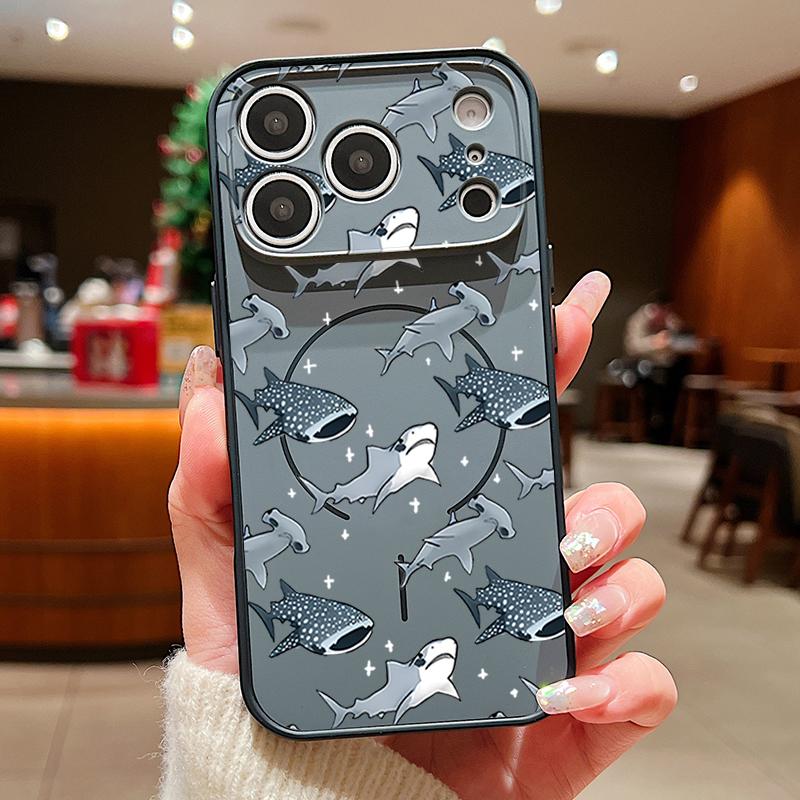 

Cartoon Shark Print Magnetic Phone Case For iPhone 17 Pro Max 16 15 14 13 Pro Max For Magsafe Wireless Charge TPU PC Back Cover iPhone 13 Pro