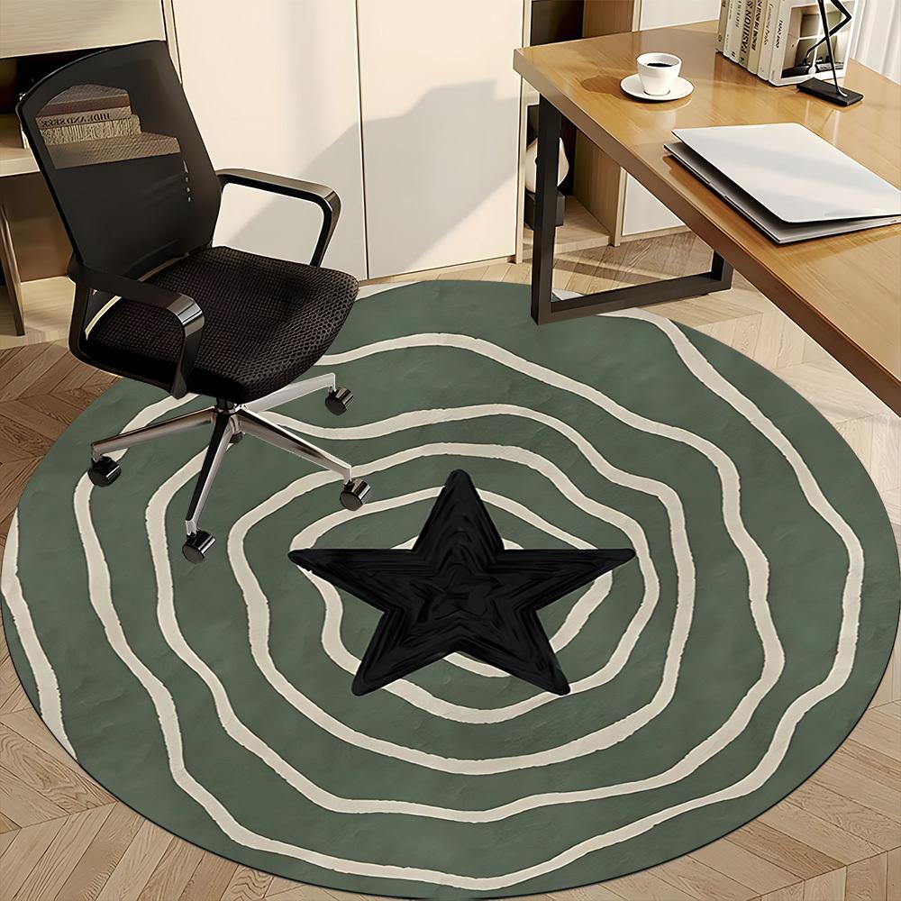 1pc Star Pattern Office Round Area Rug, Indoor Mat Suitable ForOffice, Under Office Chairs Bedroom Living Room Home Decor, Room Deco D008