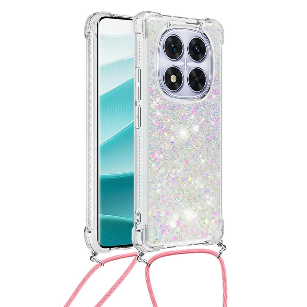 For Xiaomi Poco X7 5G/Xiaomi Redmi Note 14 Pro 5G TPU Case Quicksand Design Phone Cover with Lanyard