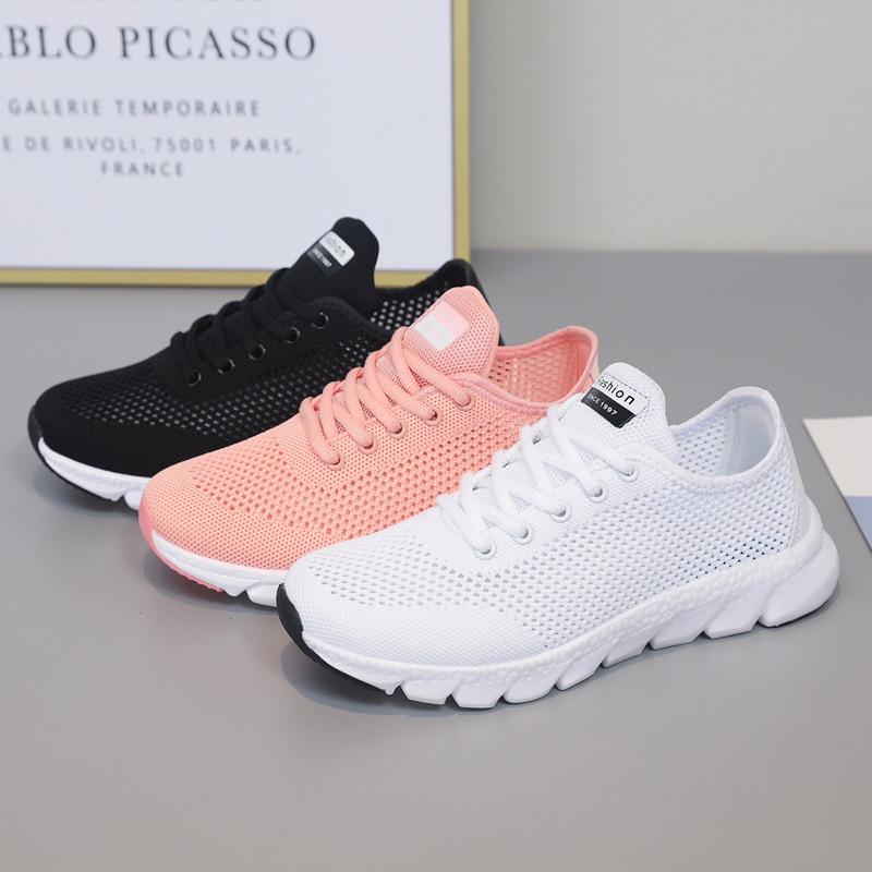 Large Size Breathable Fly-woven Women's Shoes Fashion Trend Simple Women's Sports Shoes Hiking Single Shoes