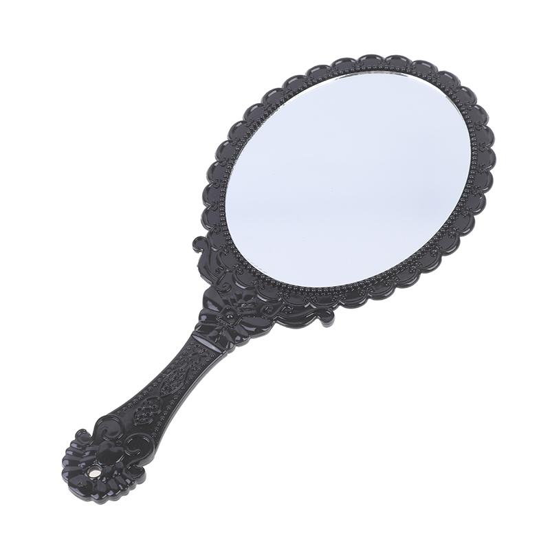 מראה איפור ידנית מגולפת וינטג' מראה ידנית עם ידית קוסמטיקה