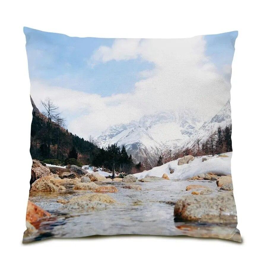 

Современная декоративная наволочка для дивана, квадратное пейзажное украшение для гостиной, наволочка с природным пейзажем 40x40cm
