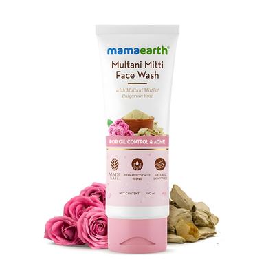 Multani Mitti Face Wash 100ml | Oil Control & Acne Prevention | Hydrating Bulgarian Rose | Gentle Cleanser For All Skin Types