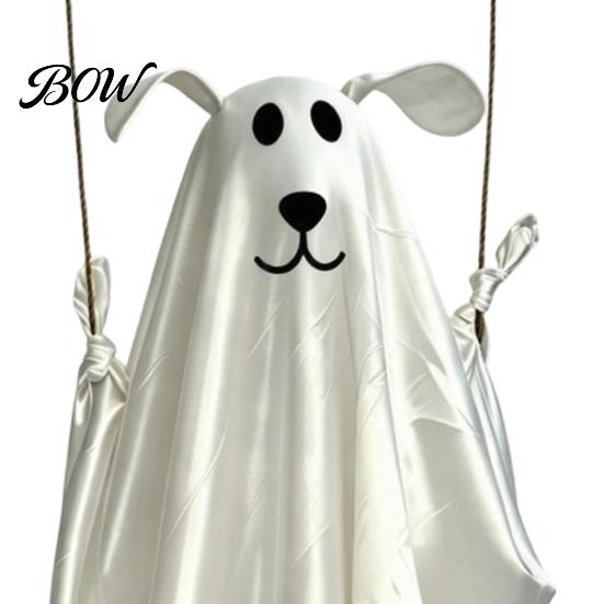 Reusable Halloween Party Decorations Hanging Ghost for Outdoor Decoration, Cute Flying Satin White Scary Prop Home, Tree, Porch, Patio, Lawn, Garden,