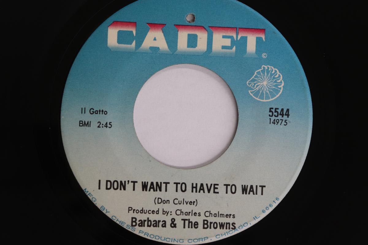 

7-дюймовая пластинка BARBARA, BROWNS - I Don t Want To Have To Wait / Plen 5544 CADET 1966 US Соул/Фанк Б/У
