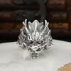 Men's Retro Thai Silver Zodiac Dragon Head Ring