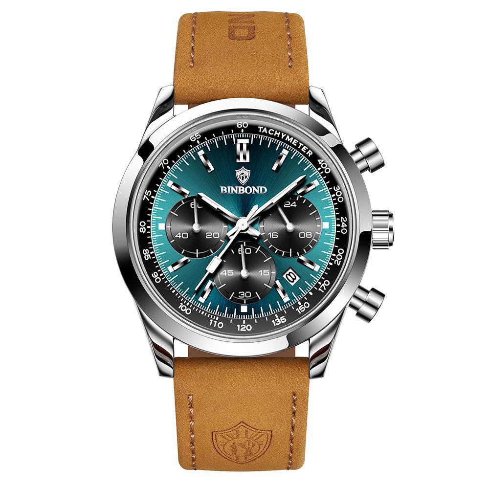 BINBOND Men s Multifunctional Waterproof Quartz Fashion Watch, Three-Eye Six-Hand Design, Bestseller.
