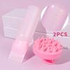 BEPAN 2pcs Hair Oil Dispenser Bottle Root Comb Applicator Hair Dye Refillable Dispenser with Massager Brush Hairdressing Coloring Tool