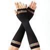 Black Fishnet Patchwork Arm Warmers, Fingerless Mesh Gloves for Punk&Gothic Style
