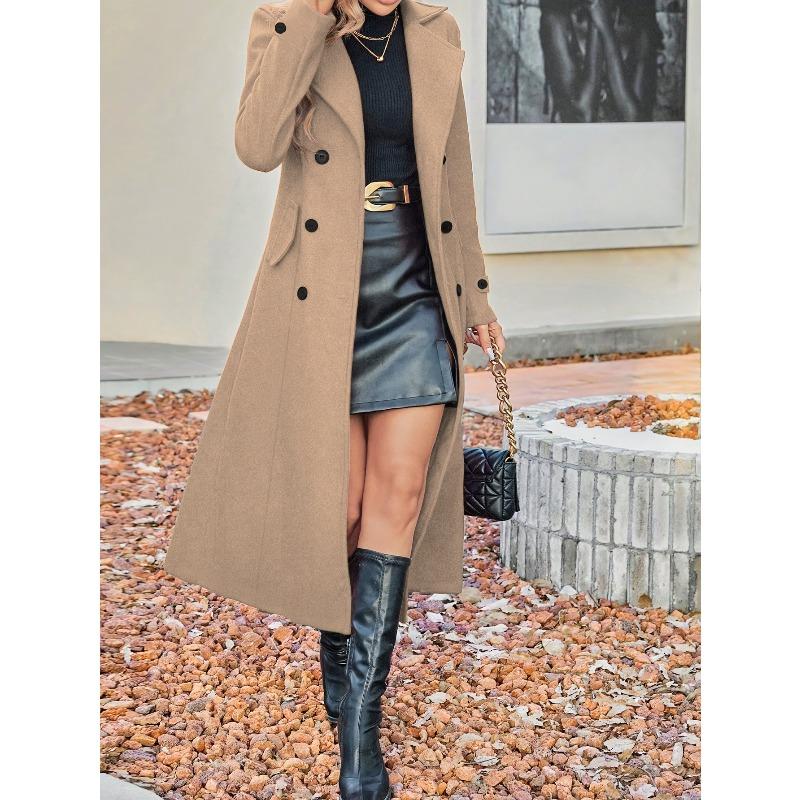 

YYFS Женская мода повседневная однотонная принтованная куртка и пальто с длинным рукавом и воротником-поло на осень-зиму XXL верблюд