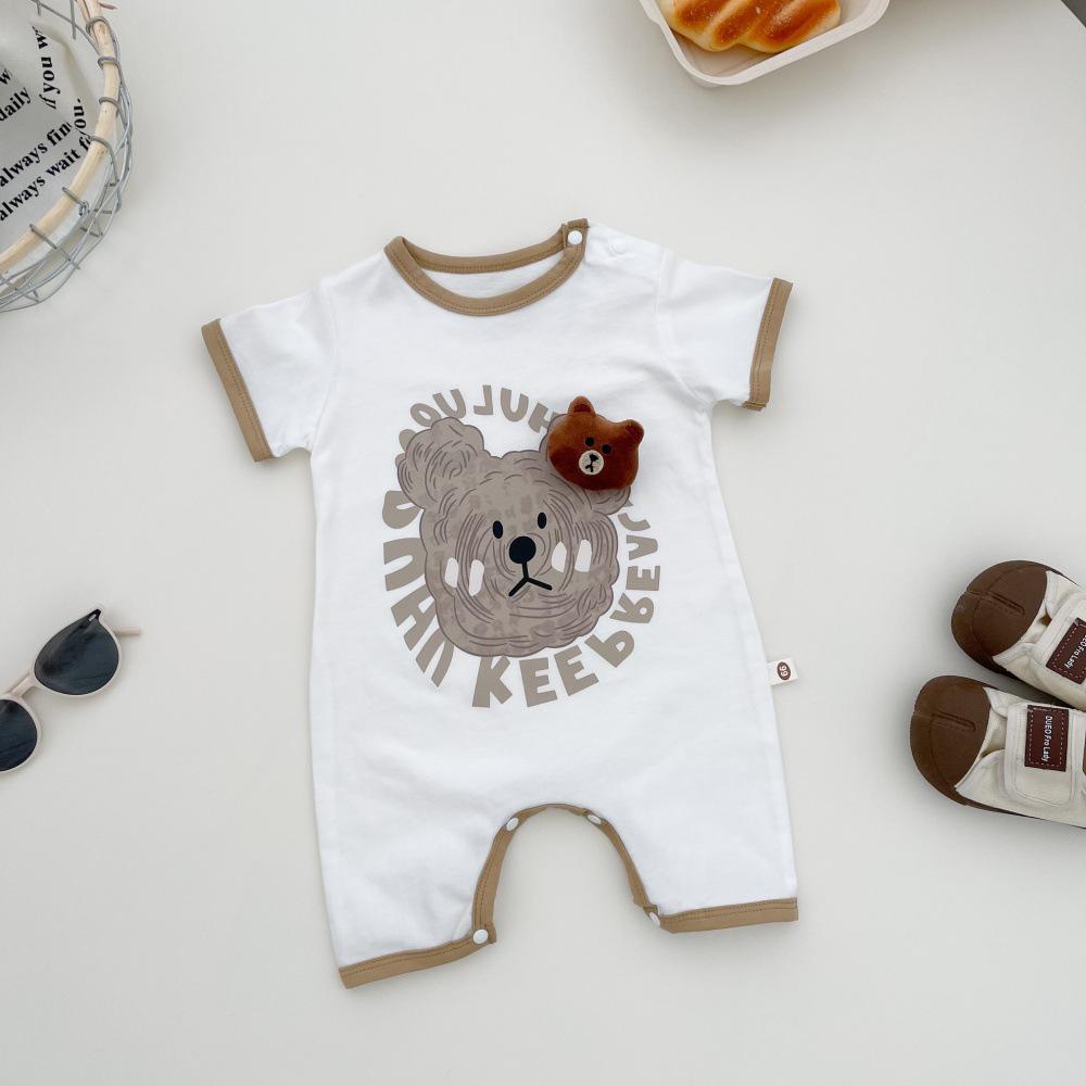 Summer Baby Cartoon Bear Bodysuit - Short Sleeve Romper for Newborn Boys & Girls 80 cm