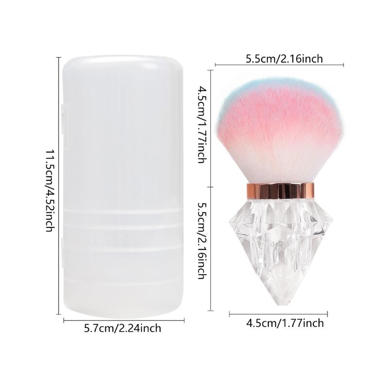 Multipurpose Nail Powder Remover Brush for Home Salon Use Nail Art Dust Brush with Crystal Shape Handle Makeup Brushes