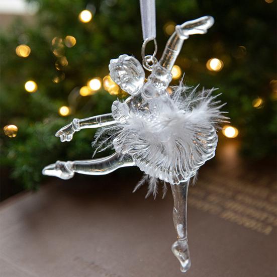 Křišťálově čirá vánoční ozdoba třpytivá strom/baletka/mašle/hvězda vánoční závěsná dekorace do ložnice obývacího pokoje statku