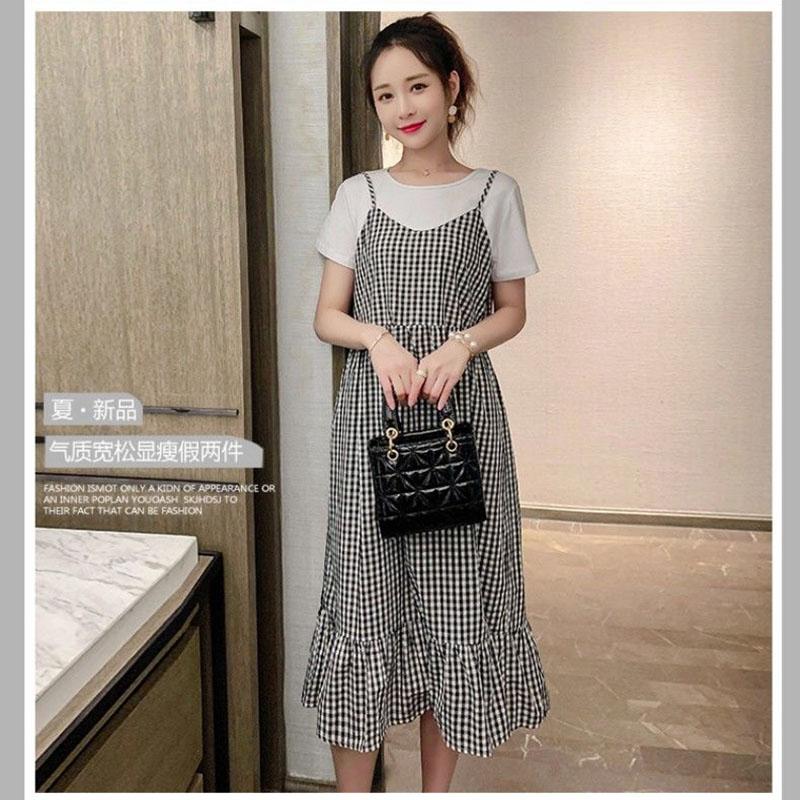 Buy Summer Korean Style Plaid Loose Long Dress Fashionable Slim Dress at  affordable prices  free shipping, real reviews with photos  Joom