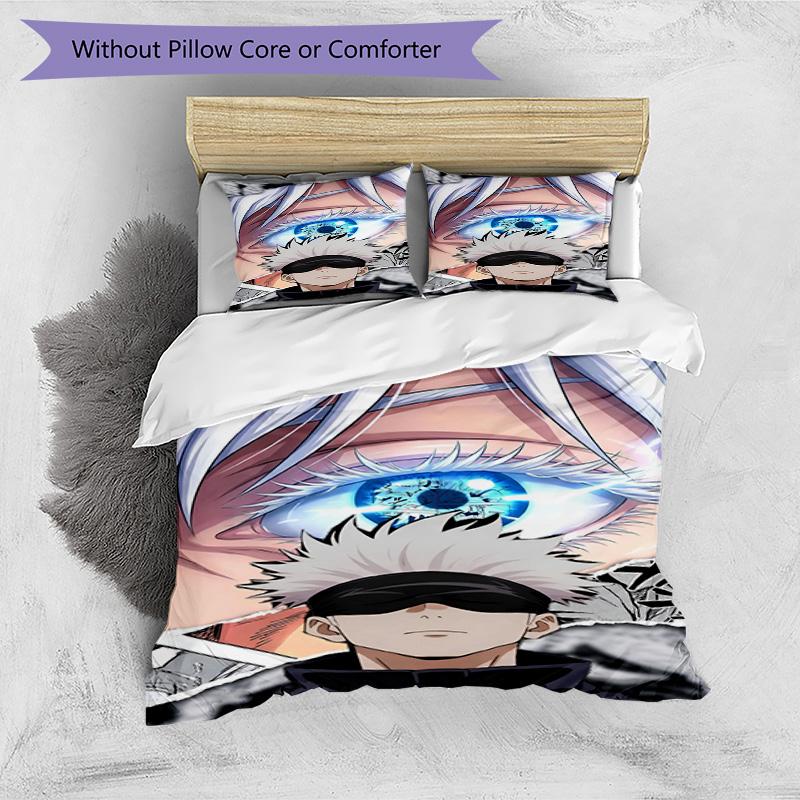 3pcs Duvet Cover Set (1*Duvet Cover + 2*Pillowcase, Without Core), Jujutsu Kaisen Print Bedding Set, Bedroom Decor, All‑Season, Birthday Gift