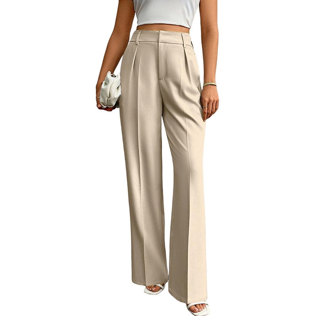 Women's Casual Business High-Waisted Loose Straight Wide-Leg Suit Pants