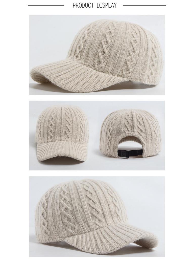 Damen Zopfstrick Woll Schirmmütze - Warme Herbst-/Wintermode für Mittelalte und Ältere