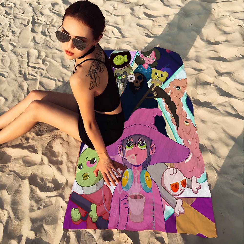 Anime T-The Midnight Gospel Anime Beach Swimming Towel Soft Absorbent Washcloth Children's Gifts for Kids Travel Camping Gym