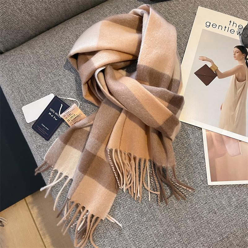 Mary 100% wool Australian pure wool plaid scarf Winter versatile warm couple scarf 180*30cm