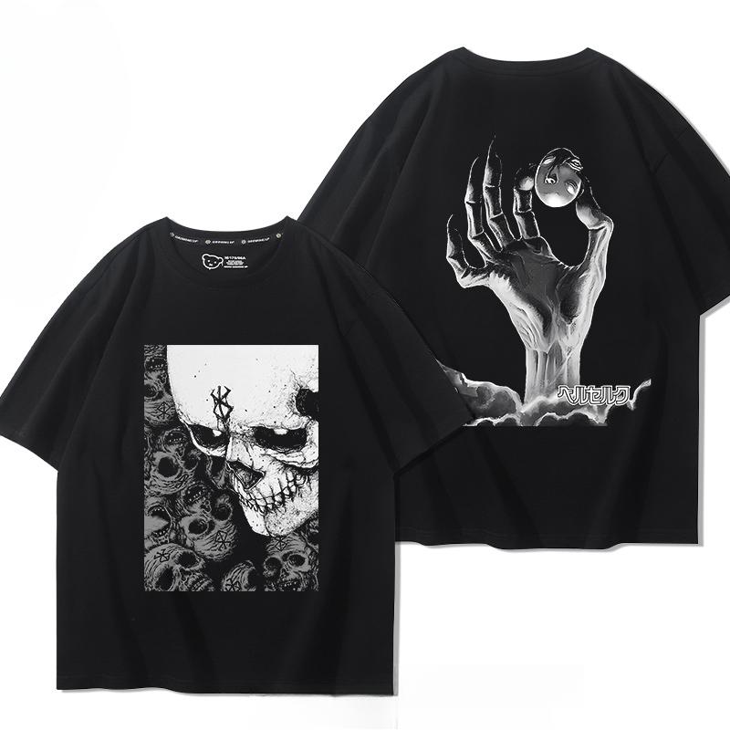 Berserk anime potisk osobnosti letní pánské 100% bavlna krátký rukáv venkovní ležérní pohodlné streetwear