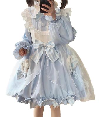 Lolita Long Dreamy Princess Cat Claw Big Frill School Cultural XL [XHSUKADO] Women's Dress, Sleeved, Cute, Ribbon, Lolita, Style, Accessory, Collar,