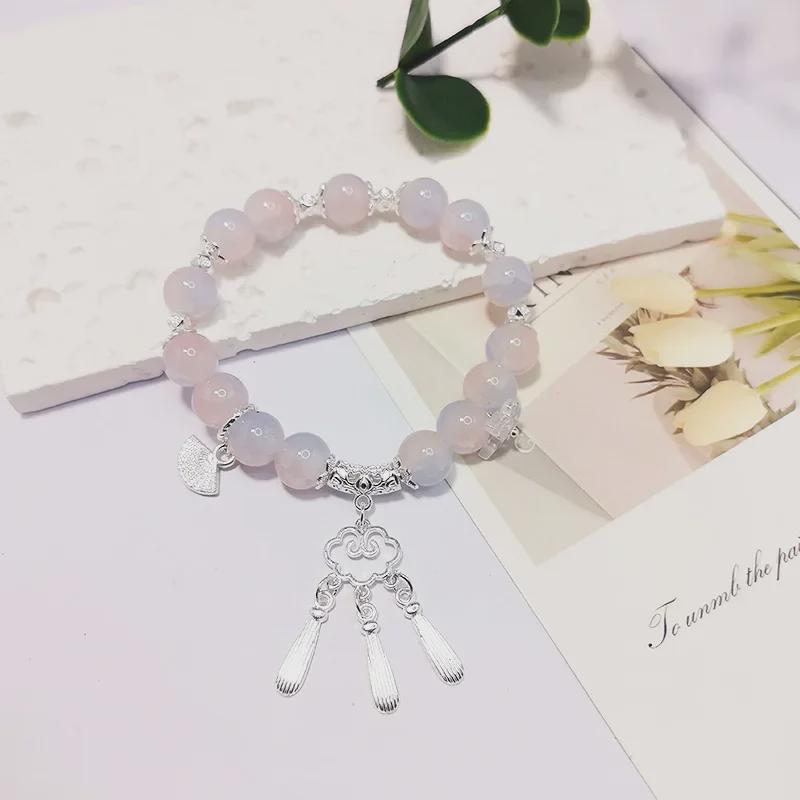 Glückswolke Farbverlauf Quaste Perlenarmband – Eleganter Sommer Damenschmuck im chinesischen Stil