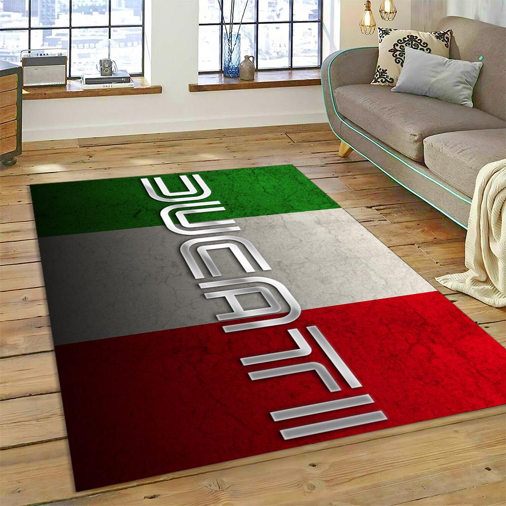 3D Rennmotorrad Schild Teppich für Wohnzimmer Schlafzimmer Zuhause Sofa Dekoration, Kinder Spiel Rutschfeste Bodenmatte Weihnachtsgeschenk