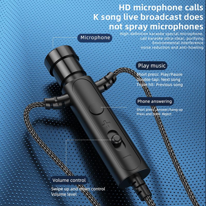 For Live Broadcast Karaoke with Clip Lapel Mic Earphones Portable 3.5mm In-ear Headset Surround Sound Earphones for Online Gamer