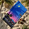 Retro-Neon-Stil Auto-Thema Polyester-Mikrofaser-Strandtuch ist sehr saugfähig, geeignet für Schwimmen und Strandausflüge