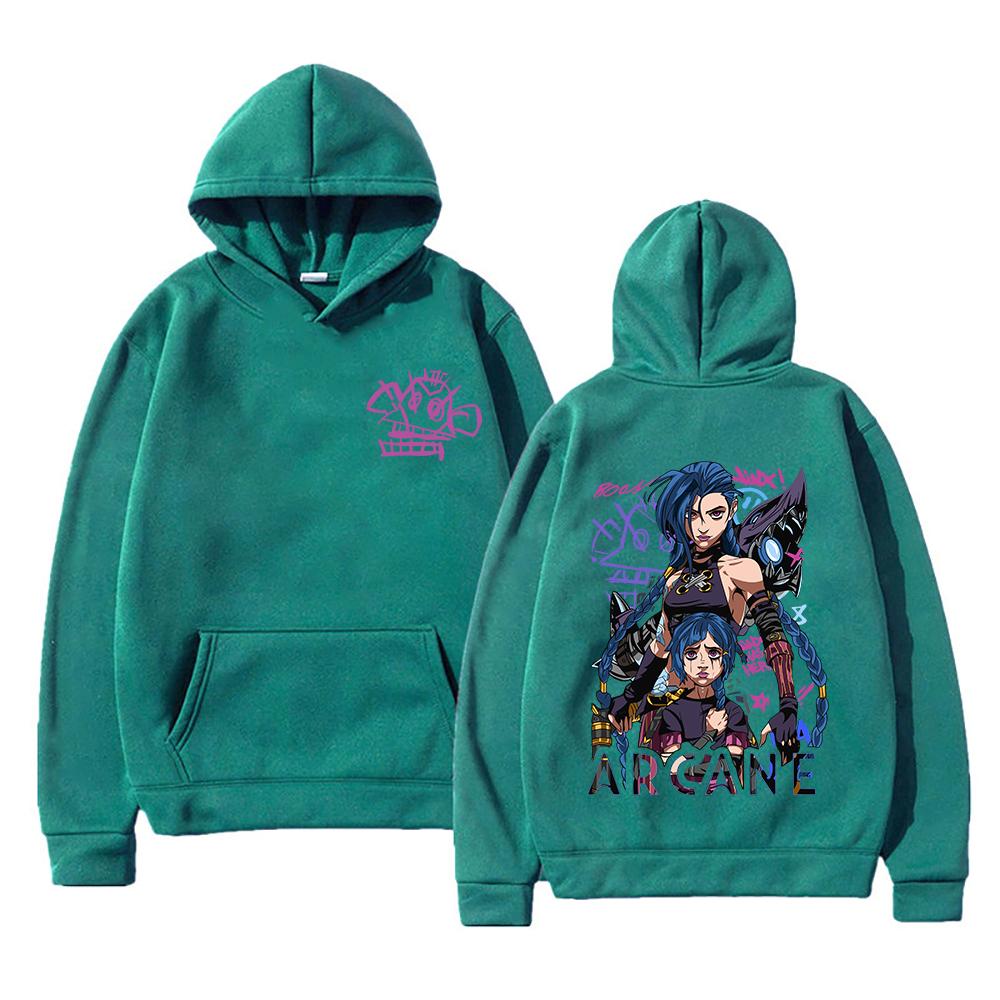 Arcane Jinx Hoodie Fashion Men Harajuku Anime Rabbit Monkey Hoodies Unisex Funny Cute Cartoon Bunny Pullovers Sweatshirts Hoodys