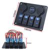 4 Gang Switch Panel Boat Switch Panel Waterproof With 3.1A Dual USB Port 12V Digital Voltmeter Cigarette Lighter Socket