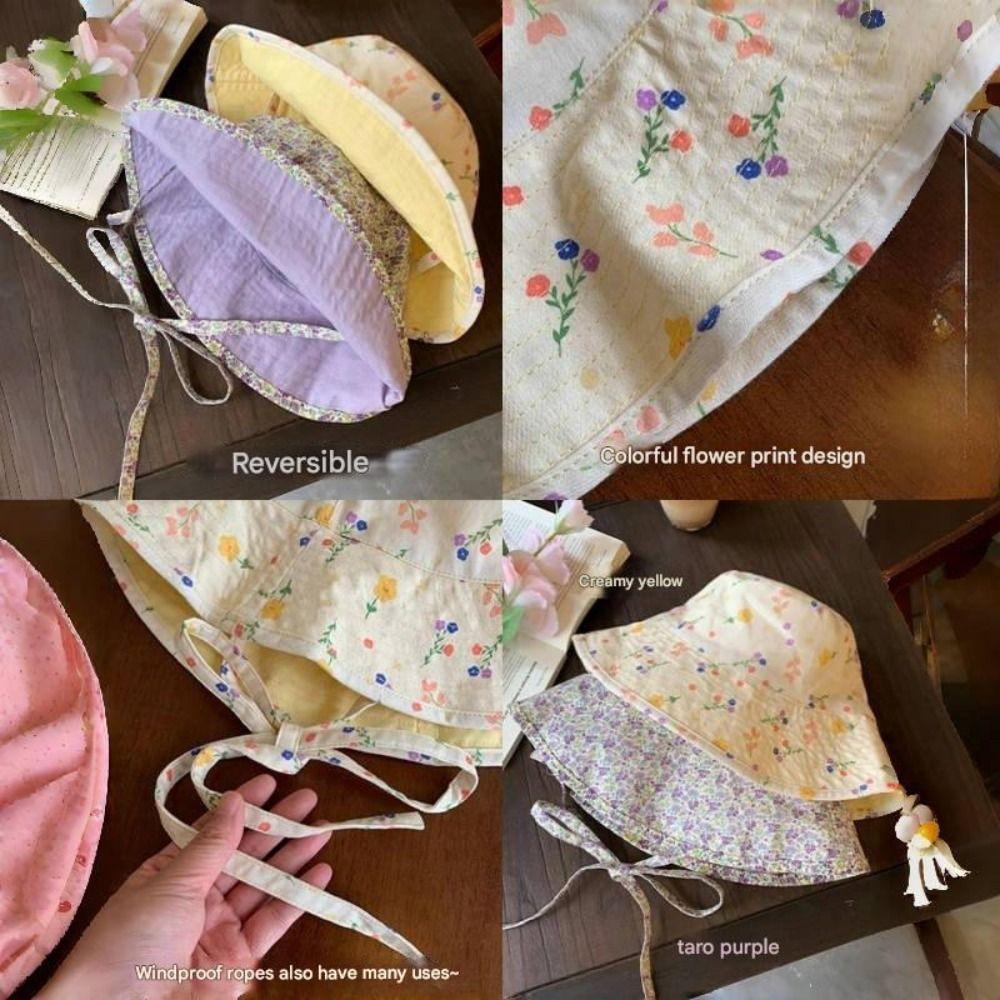 Lace-up Bucket Hat Double Sided Fisherman Hat Fashion Summer Sun Hat  Outdoor Travel